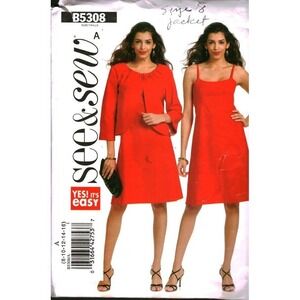 Butterick See & Sew B5308 Misses Jacket and Dress Sewing Pattern Size 8 CUT